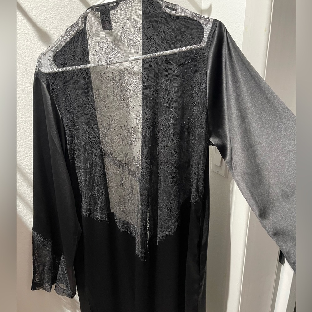 Victoria Secret Black Satin Robe